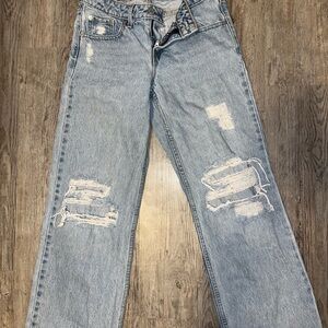 Levi's Light Blue Distressed Straight Leg Jeans